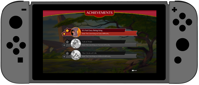 The Lion King achievements UI design