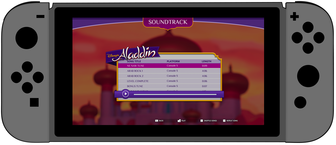 Aladdin sound track UI design